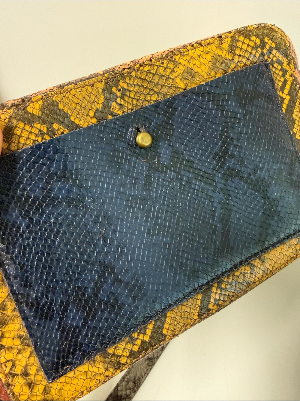 Madewell Yellow & Navy Snakeskin-Print Crossbody - Picture 10 of 16